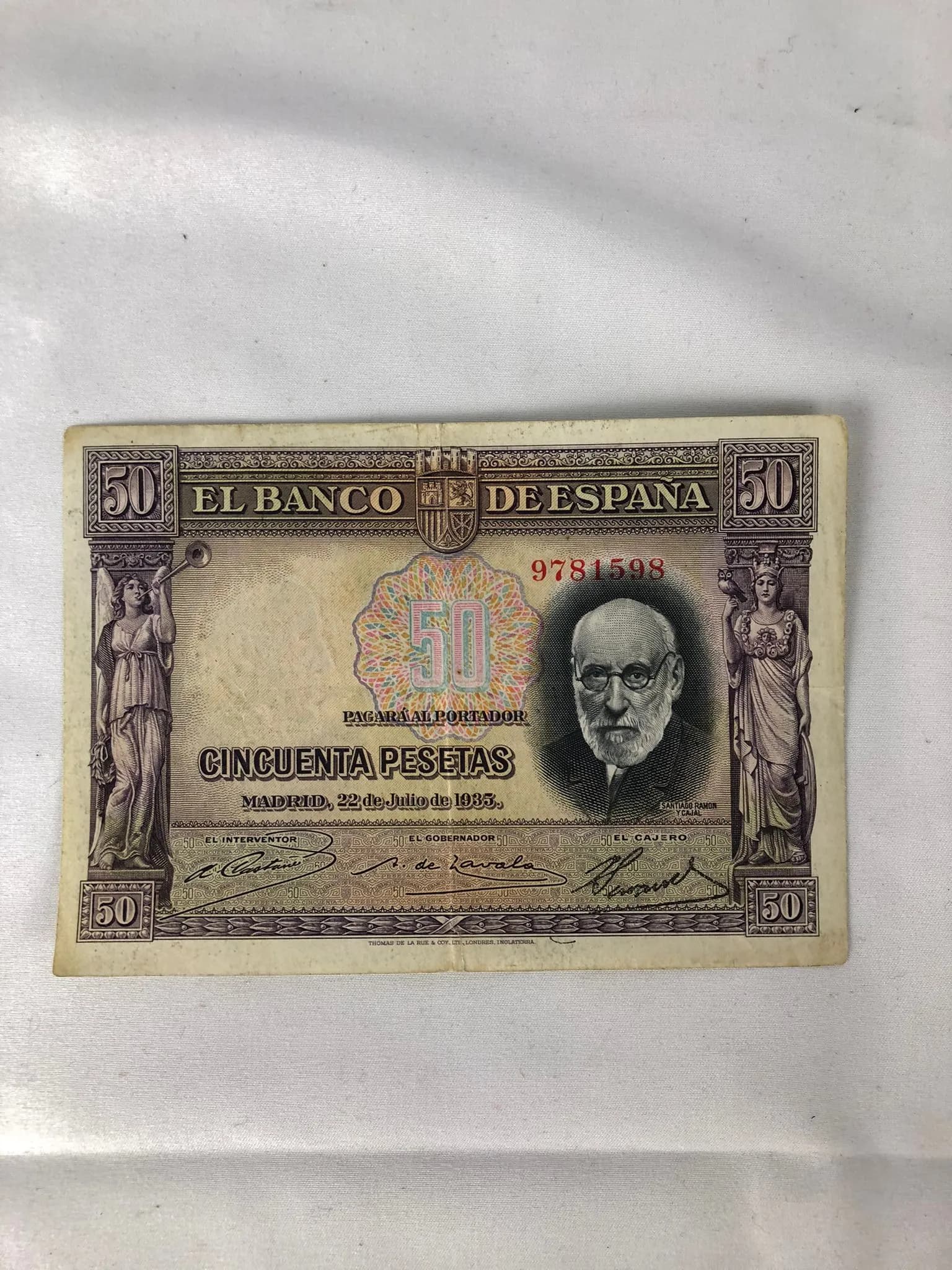 Billete 50 Pesetas 1935 Reproducción Serie 9781598