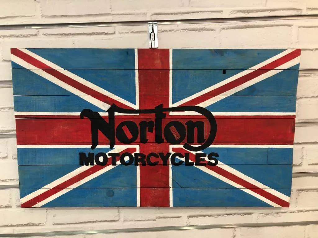 Cartel norton motorcycle madera