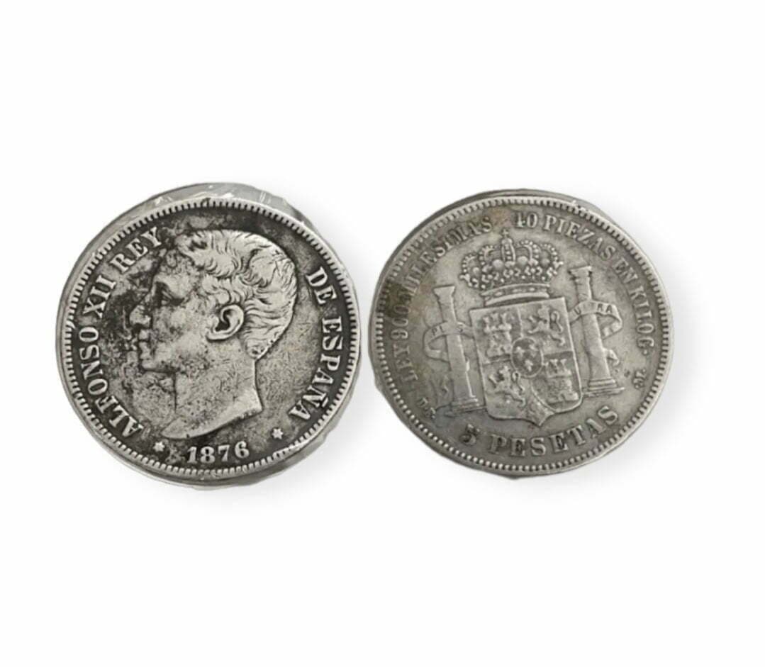 Moneda plata 5 pesetas Alfonso XII, Rey de España año 1881