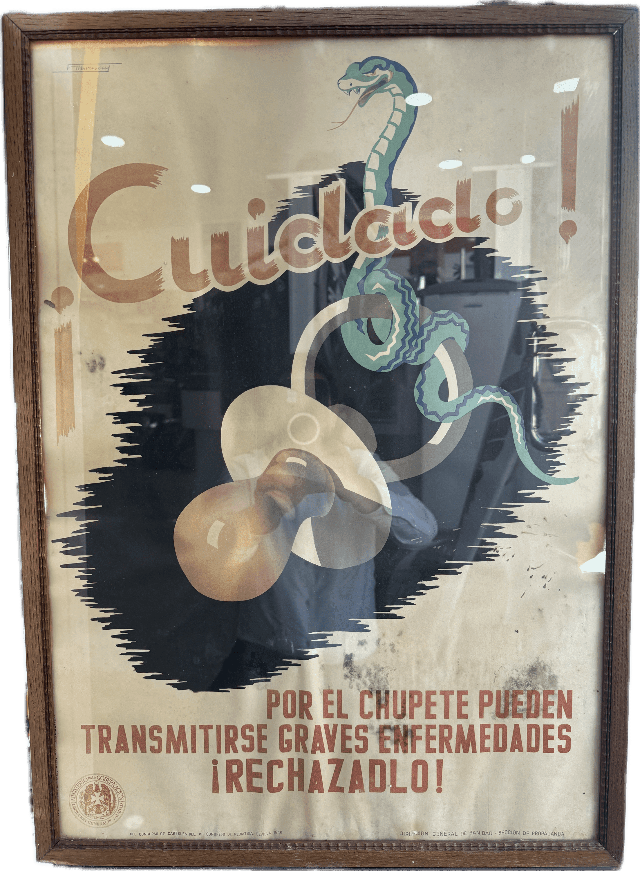 Cartel Sanidad original sellado por ministerio Sanidad A2 aproximado