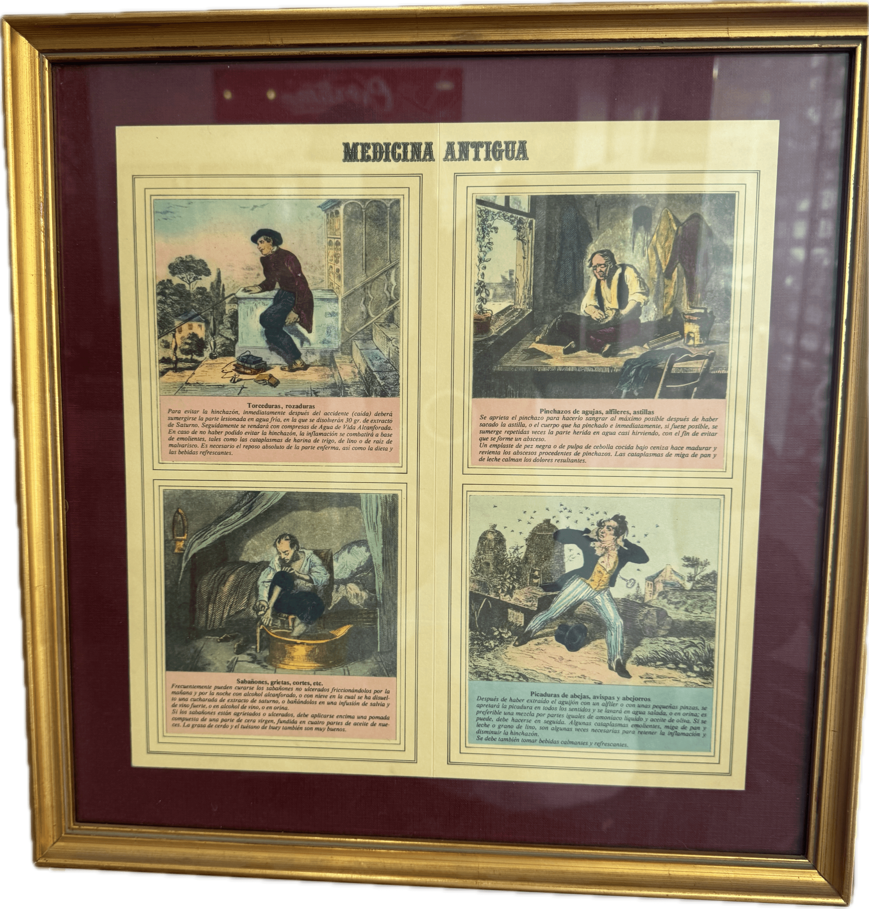 Cartel sanidad original enmarcado A2 aproximado enmarcado.