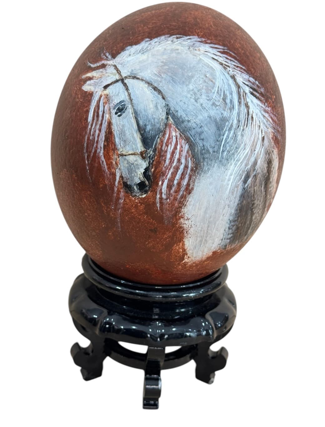 Obra de Luly Santos caballo
blanco y marrón.