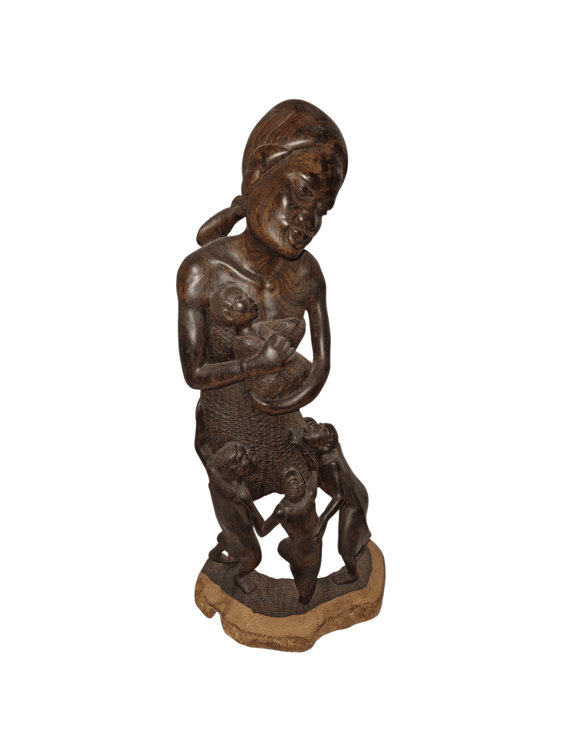 Escultura de madera "Madre con niños"