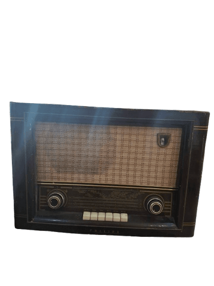 Antigua Radio de Válvulas Philips – Receptor de Madera Vintage (C. 1950-1955)