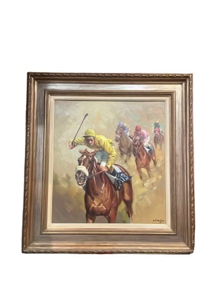 Pintura al Óleo Original de Escena Hípica