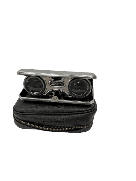 Prismáticos Plegables con Estuche de Cuero y Paño de Limpieza