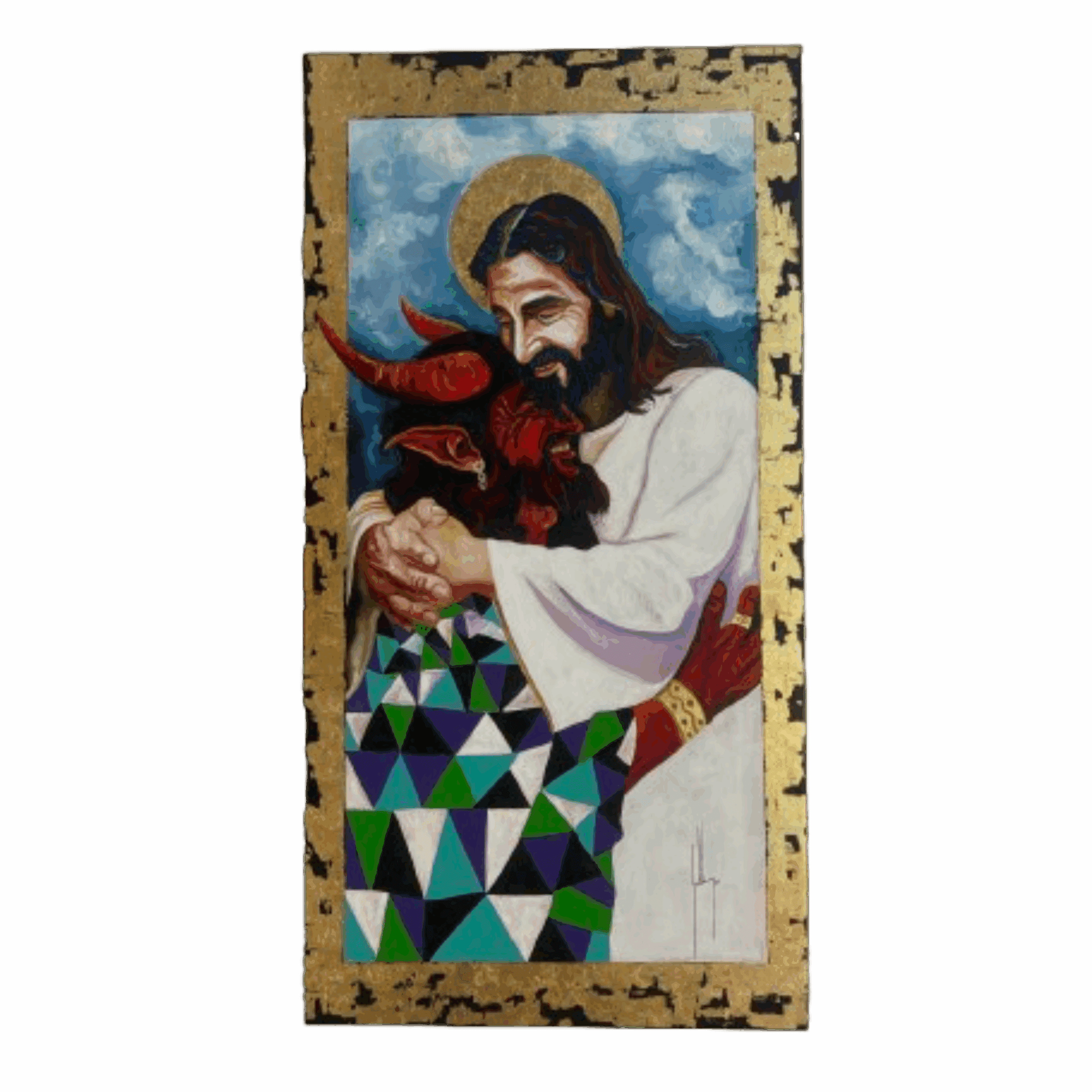 Oleo sobre lienso Dio perdona Satan