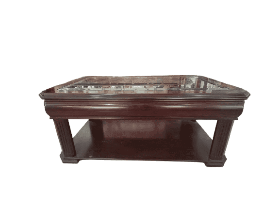 Mesa de Centro Clásica de Madera Noble con Cristal