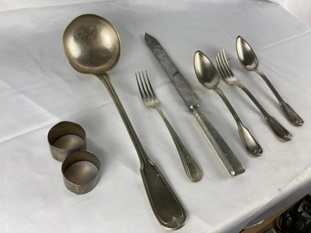 Cubiertos sueltos cubertería de alpaca principios S.XX - Imagen 2