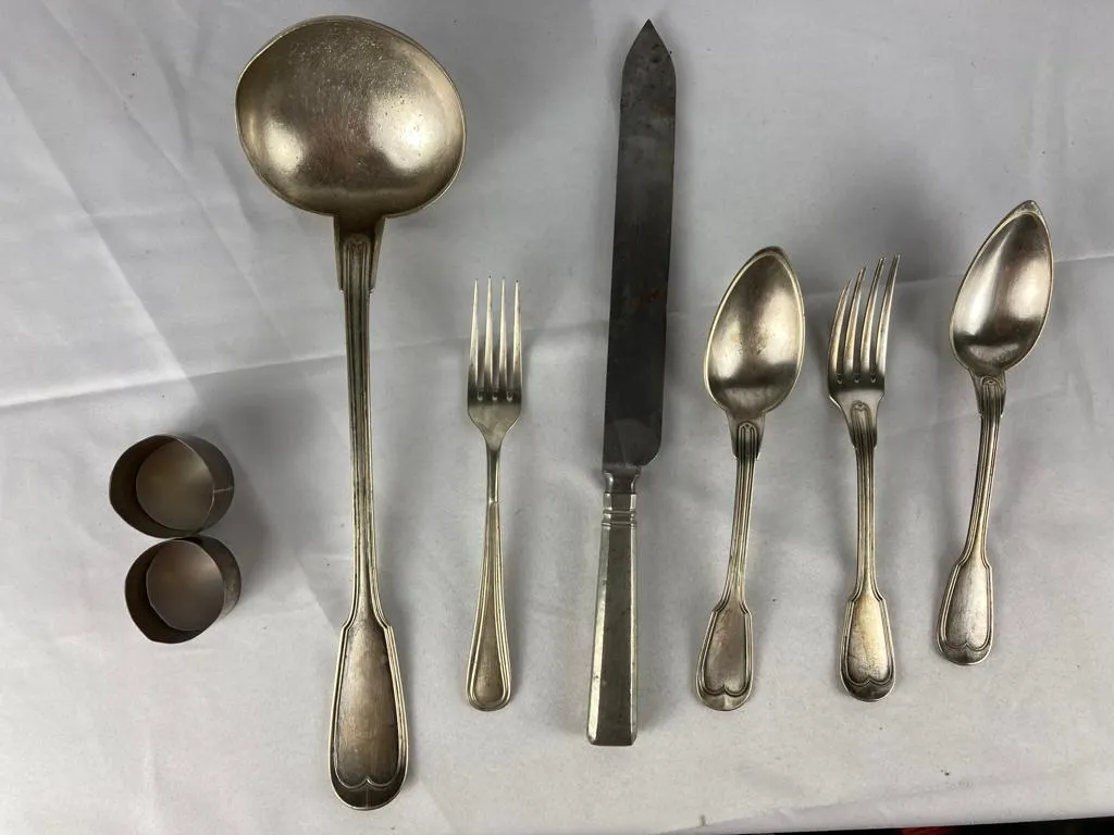 Cubiertos sueltos cubertería de alpaca principios S.XX - Imagen 3