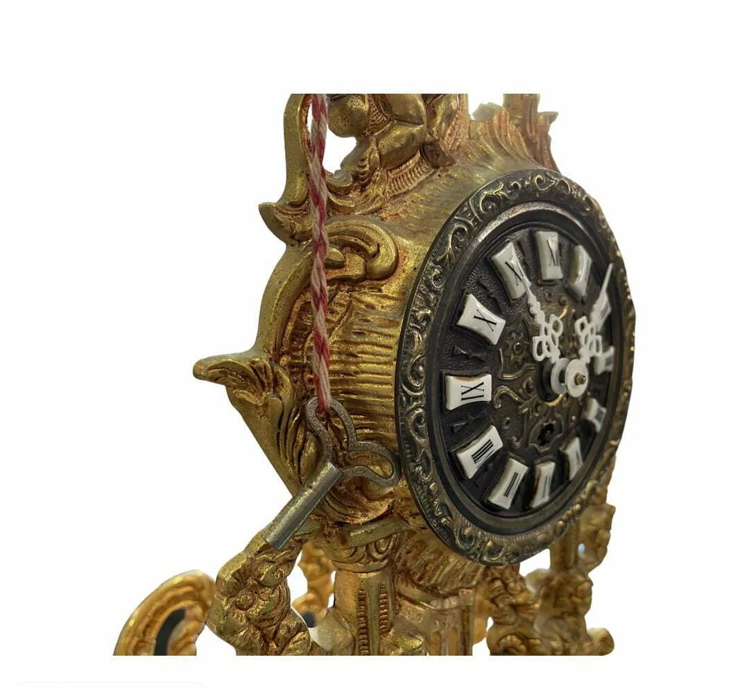 Reloj bronce y mármol de cuerda 1940 - Imagen 2