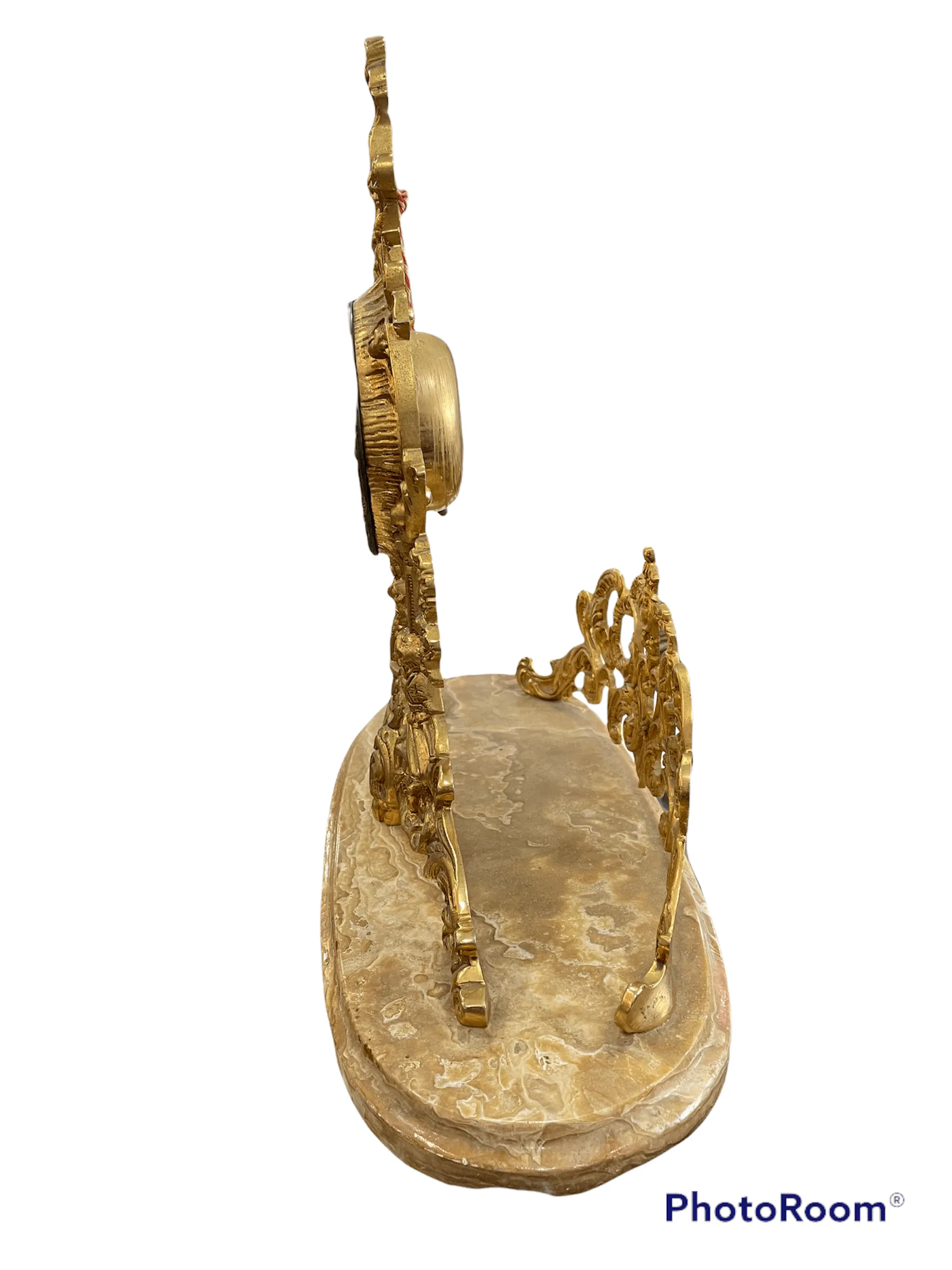 Reloj bronce y mármol de cuerda 1940 - Imagen 4