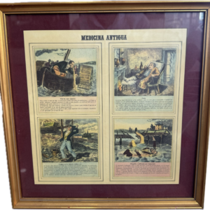 Cartel sanidad original enmarcado A2 aproximado enmarcado. Medicina antigua 2