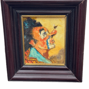 Lienzo al óleo de payaso enmarcado