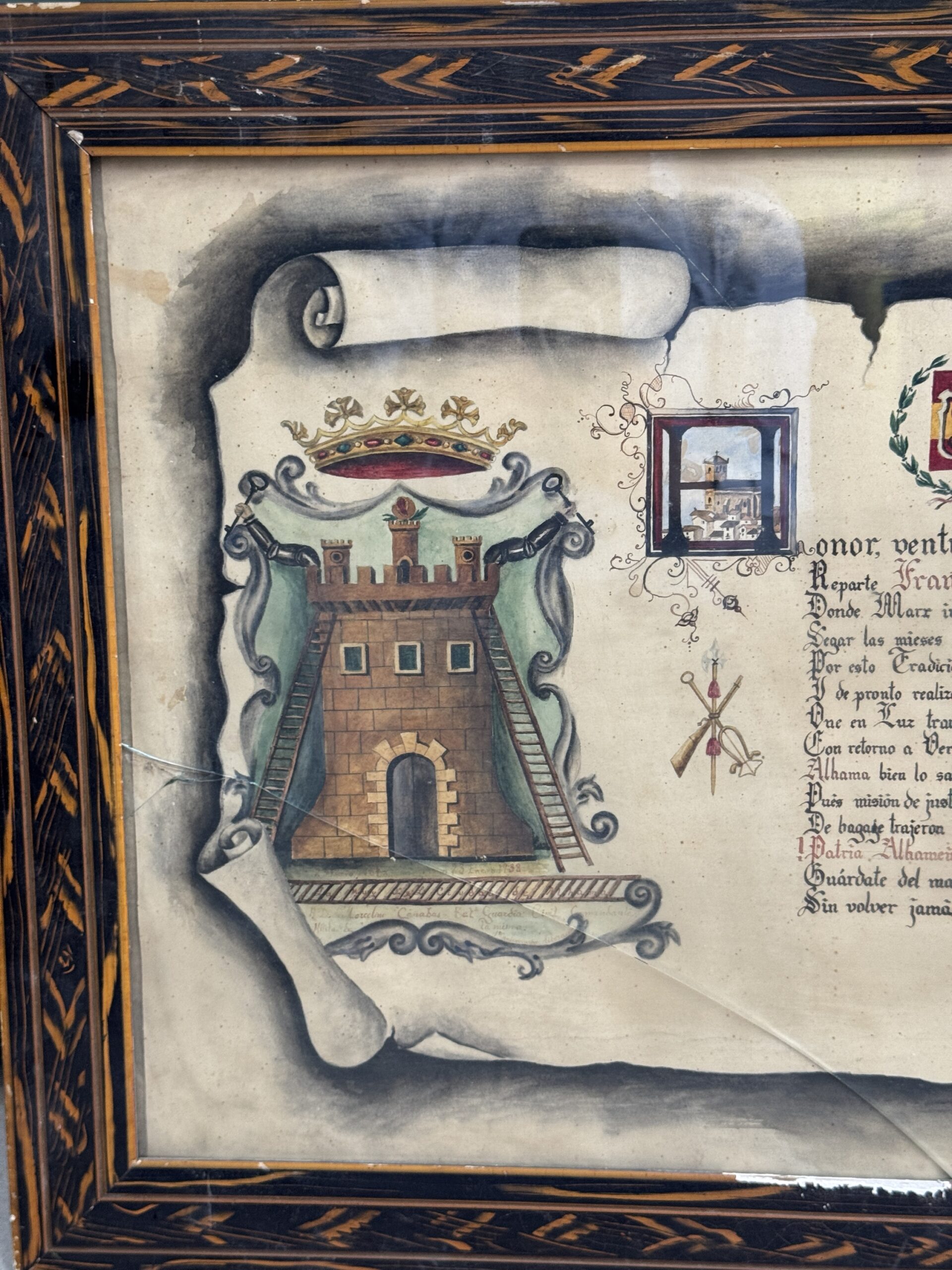 Pergamino 1938 Original con texto poesía - Imagen 3