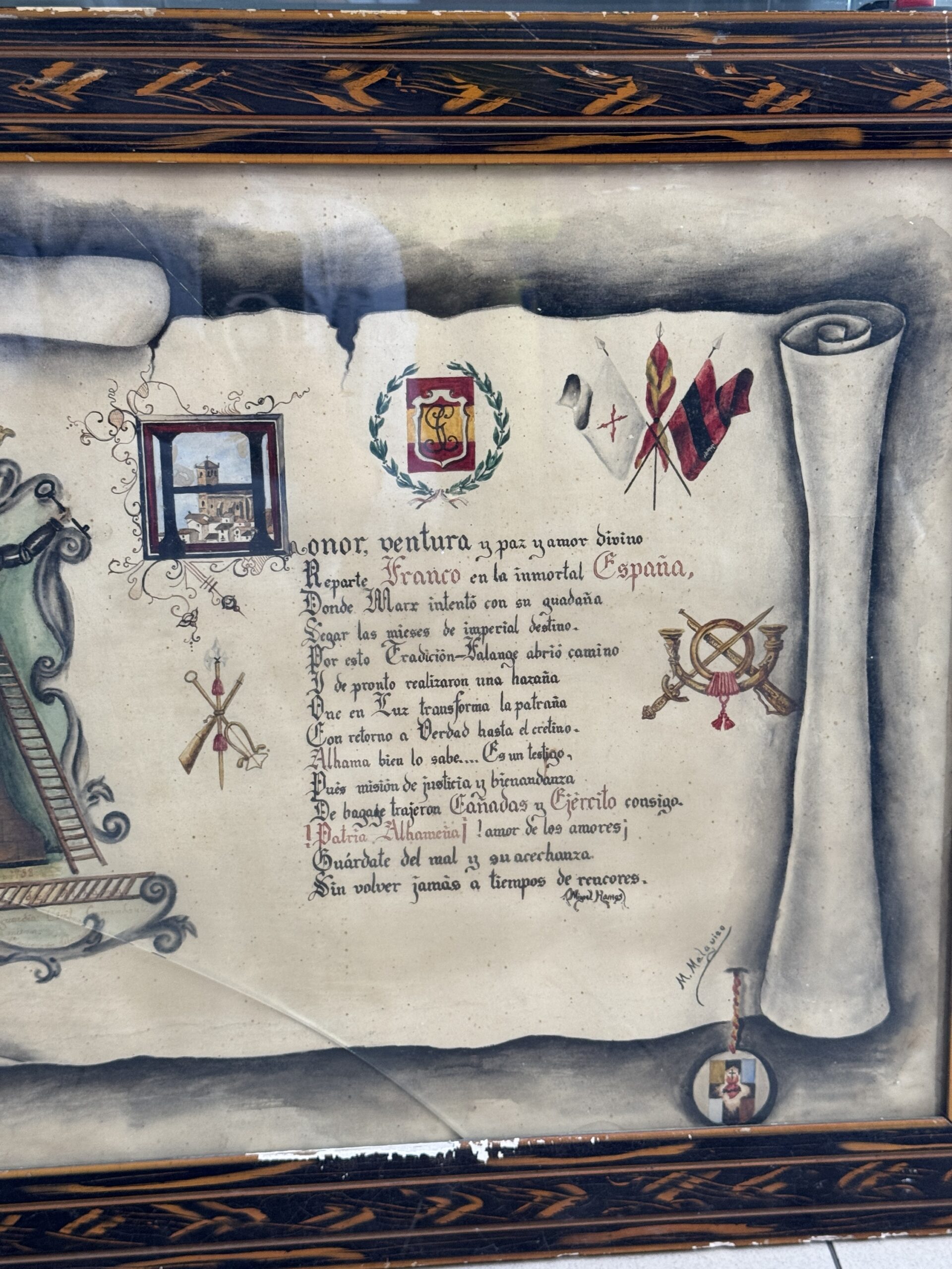 Pergamino 1938 Original con texto poesía - Imagen 2