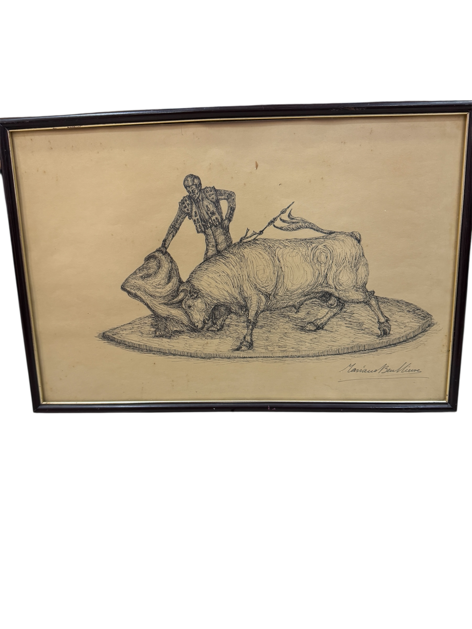 Dibujo Mariano Benlliure corrida 1945