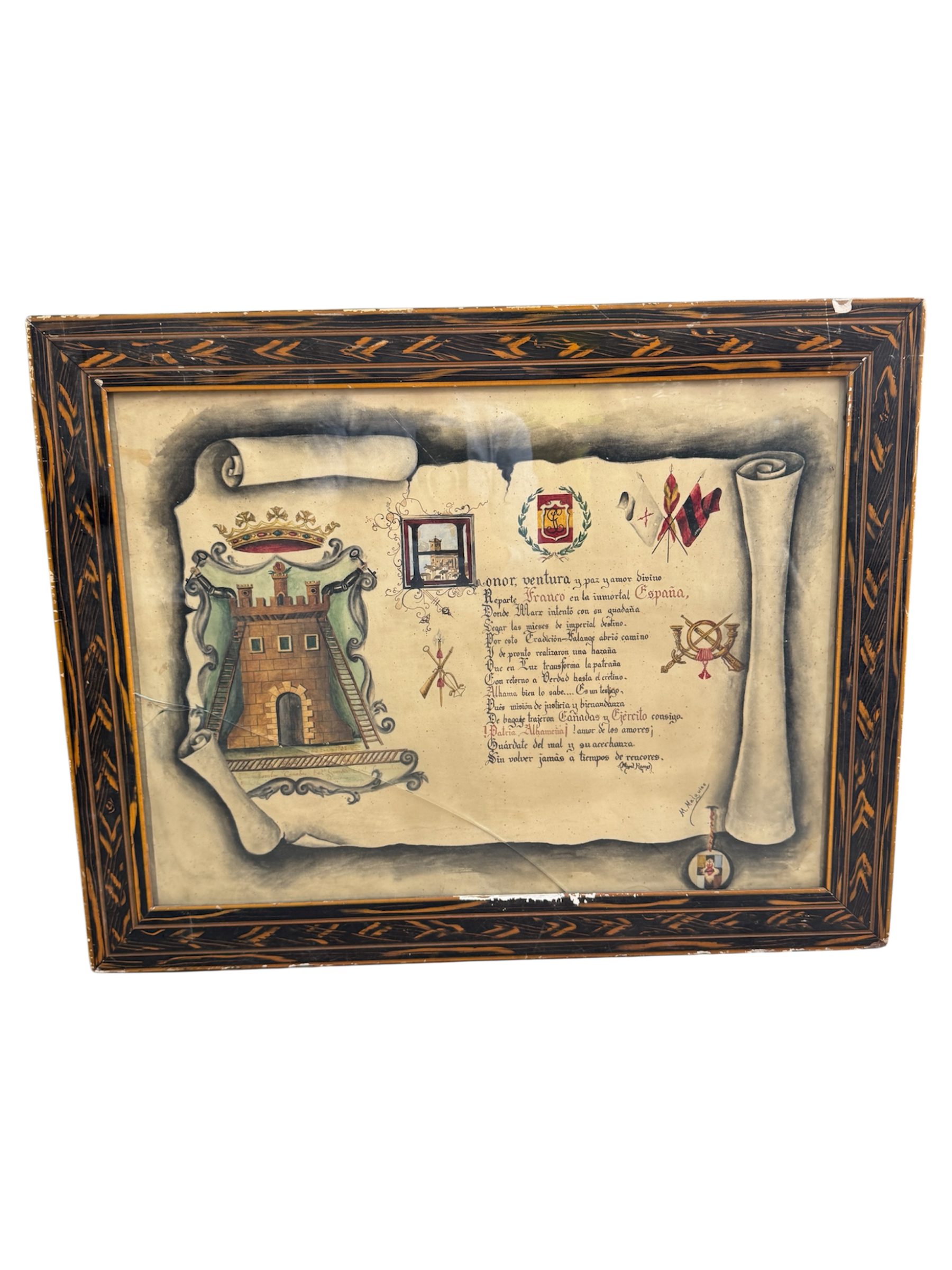 Pergamino 1938 Original con texto poesía