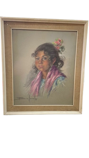 Pintura De Una Mujer con Flores