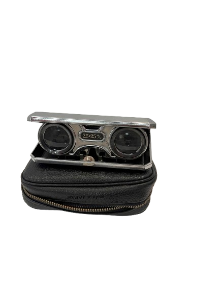 Prismáticos Plegables con Estuche de Cuero y Paño de Limpieza