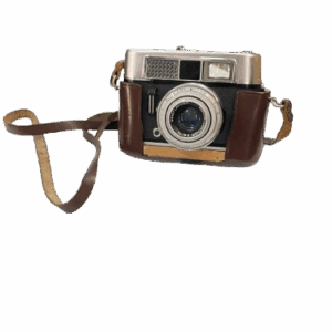 Cámara Vintage con Funda de Cuero