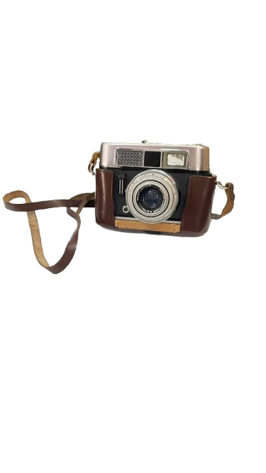 Cámara Vintage con Funda de Cuero