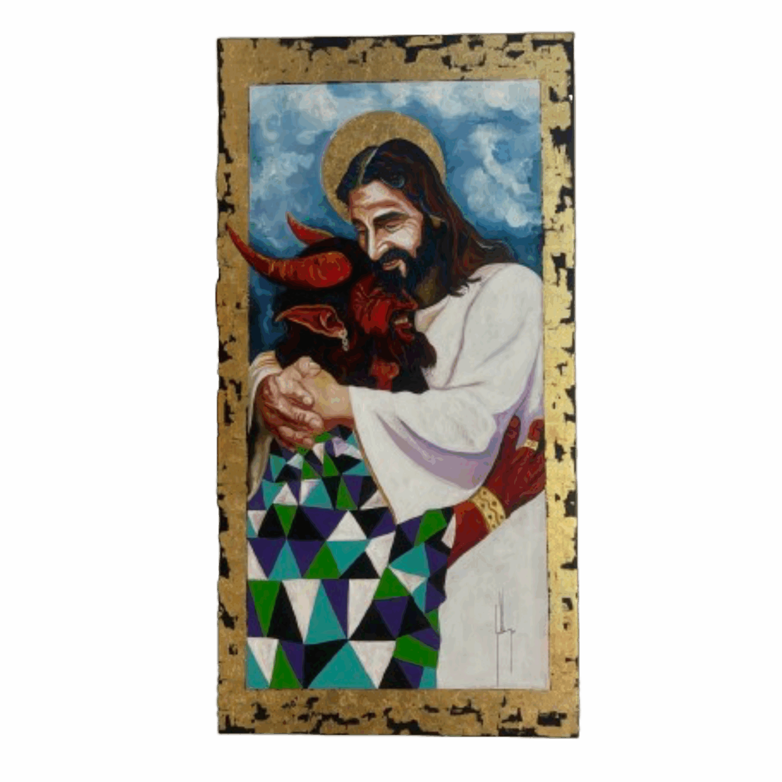 Oleo sobre lienso Dio perdona Satan