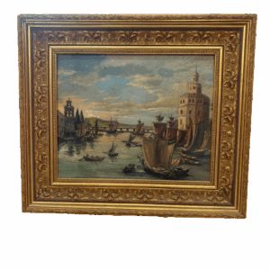 oleo sobre madera Torre del Oro Sevilla