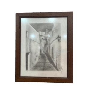 Dibujo a lápiz de callejón europeo